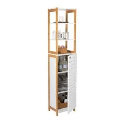 Organize It All Rendition 68" White 6-Shelf Bamboo High Cabinet -Michaels Decor Sale D393680S 5