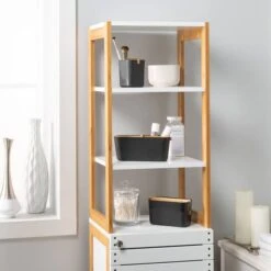 Organize It All Rendition 68" White 6-Shelf Bamboo High Cabinet -Michaels Decor Sale D393680S 7