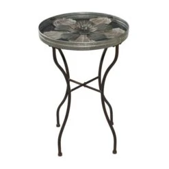 24" Silver Metal Flower Top End Table 12 24" Silver Metal Flower Top End Table -Michaels Decor Sale D400053S 2