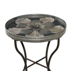 24" Silver Metal Flower Top End Table 13 24" Silver Metal Flower Top End Table -Michaels Decor Sale D400053S 3