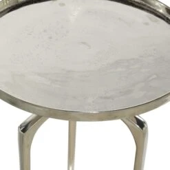 25" Contemporary Round Silver Aluminum Raised Edge Accent Table -Michaels Decor Sale D400055S 4