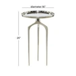 25" Contemporary Round Silver Aluminum Raised Edge Accent Table -Michaels Decor Sale D400055S 6