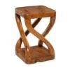 20" Brown Teak Wood Contemporary Stool