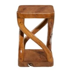 20" Brown Teak Wood Contemporary Stool 13 20" Brown Teak Wood Contemporary Stool -Michaels Decor Sale D400058S 2