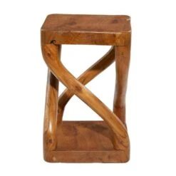 20" Brown Teak Wood Contemporary Stool 17 20" Brown Teak Wood Contemporary Stool -Michaels Decor Sale D400058S 6