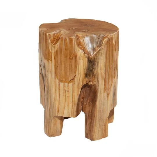 12" Brown Teak Wood Contemporary Stool 3 12" Brown Teak Wood Contemporary Stool