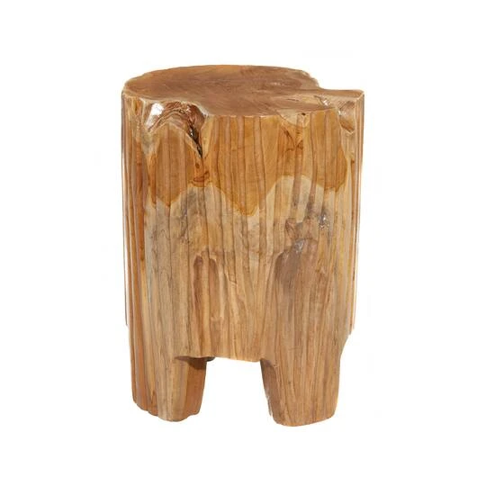 12" Brown Teak Wood Contemporary Stool 9 12" Brown Teak Wood Contemporary Stool - Image 7