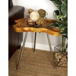 27" Brown Teak Contemporary Accent Table -Michaels Decor Sale D400072S 5