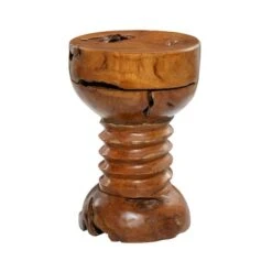20" Brown Teak Wood Rustic Stool 13 20" Brown Teak Wood Rustic Stool -Michaels Decor Sale D400073S 2