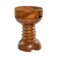 20" Brown Teak Wood Rustic Stool 17 20" Brown Teak Wood Rustic Stool -Michaels Decor Sale D400073S 6