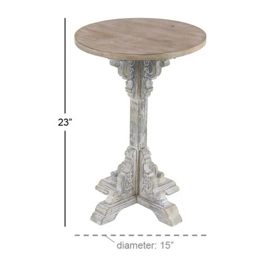 23" White Chinese Fir Farmhouse Accent Table 9 23" White Chinese Fir Farmhouse Accent Table - Image 7