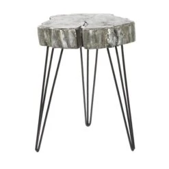 26" Polystone & Metal Modern Accent Table Gray 12 26" Polystone & Metal Modern Accent Table Gray -Michaels Decor Sale D400119S 1 1