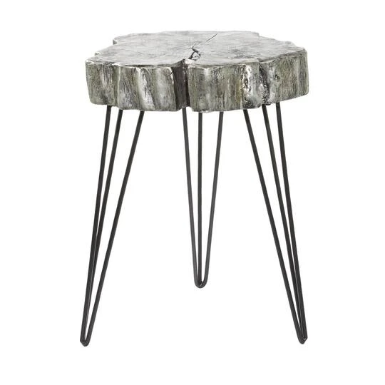 26" Polystone & Metal Modern Accent Table Gray 3 26" Polystone & Metal Modern Accent Table Gray
