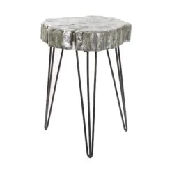 26" Polystone & Metal Modern Accent Table Gray 13 26" Polystone & Metal Modern Accent Table Gray -Michaels Decor Sale D400119S 2