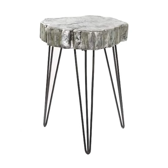 26" Polystone & Metal Modern Accent Table Gray 5 26" Polystone & Metal Modern Accent Table Gray - Image 3