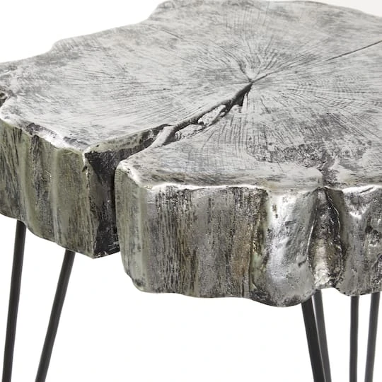 26" Polystone & Metal Modern Accent Table Gray 7 26" Polystone & Metal Modern Accent Table Gray - Image 5