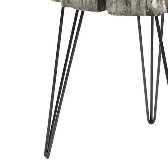 26" Polystone & Metal Modern Accent Table Gray 8 26" Polystone & Metal Modern Accent Table Gray - Image 6