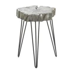 26" Polystone & Metal Modern Accent Table Gray 17 26" Polystone & Metal Modern Accent Table Gray -Michaels Decor Sale D400119S 6