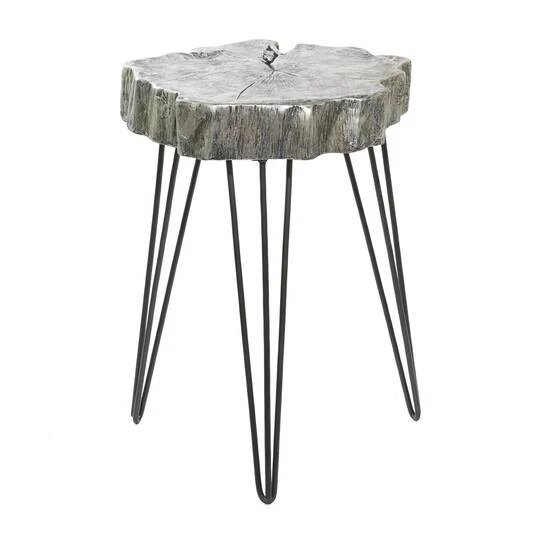 26" Polystone & Metal Modern Accent Table Gray 9 26" Polystone & Metal Modern Accent Table Gray - Image 7