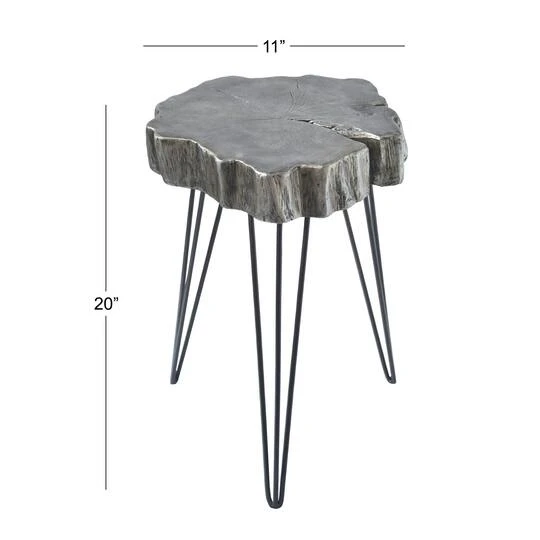 26" Polystone & Metal Modern Accent Table Gray 10 26" Polystone & Metal Modern Accent Table Gray - Image 8
