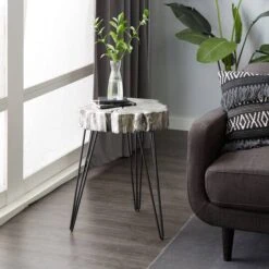 26" Polystone & Metal Modern Accent Table Gray 19 26" Polystone & Metal Modern Accent Table Gray -Michaels Decor Sale D400119S 8