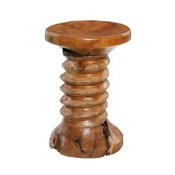 19" Brown Teak Wood Rustic Stool -Michaels Decor Sale D400130S 2