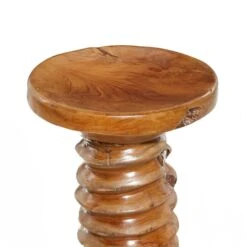 19" Brown Teak Wood Rustic Stool -Michaels Decor Sale D400130S 4