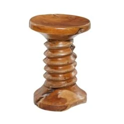 19" Brown Teak Wood Rustic Stool -Michaels Decor Sale D400130S 6