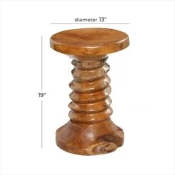 19" Brown Teak Wood Rustic Stool -Michaels Decor Sale D400130S 7