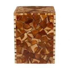 18" Brown Teak Contemporary Stool -Michaels Decor Sale D400153S 2