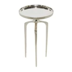 13" Contemporary Round Silver Raised Edge Accent Table -Michaels Decor Sale D400159S 2