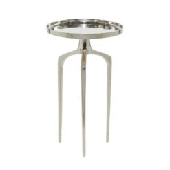 13" Contemporary Round Silver Raised Edge Accent Table -Michaels Decor Sale D400159S 5