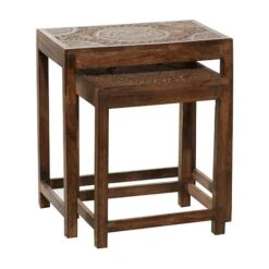 24" Brown Mango Wood Eclectic Accent Table