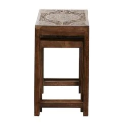 24" Brown Mango Wood Eclectic Accent Table -Michaels Decor Sale D400162S 2