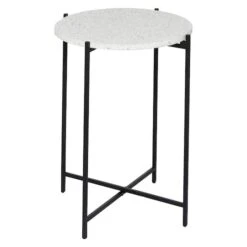 24" Black Contemporary Terrazzo Accent Table