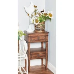 29" Pine Traditional Accent Table Brown -Michaels Decor Sale D400215S 9