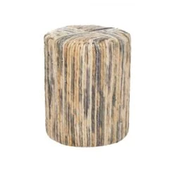 Brown Teak Wood Contemporary Stool, 18" X 15" X 15"