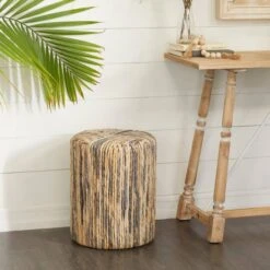 Brown Teak Wood Contemporary Stool, 18" X 15" X 15" -Michaels Decor Sale D400252S 5