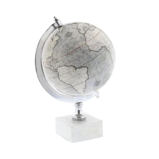 11" White Ceramic & Metal Contemporary Globe 3 11" White Ceramic & Metal Contemporary Globe