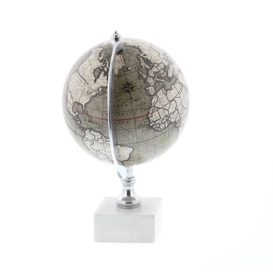 11" White Ceramic & Metal Contemporary Globe 5 11" White Ceramic & Metal Contemporary Globe - Image 3