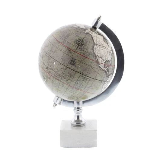 11" White Ceramic & Metal Contemporary Globe 7 11" White Ceramic & Metal Contemporary Globe - Image 5