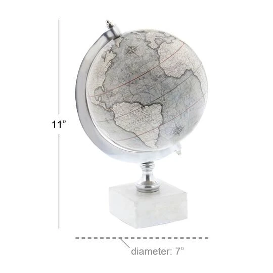 11" White Ceramic & Metal Contemporary Globe 10 11" White Ceramic & Metal Contemporary Globe - Image 8
