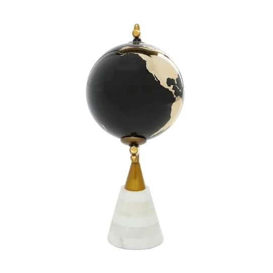 11" Gold Ceramic Modern Globe 5 11" Gold Ceramic Modern Globe - Image 3
