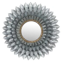 32" Gray Contemporary Galvanized Metal Wall Mirror