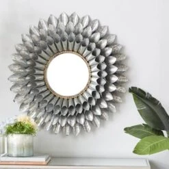 32" Gray Contemporary Galvanized Metal Wall Mirror -Michaels Decor Sale D400346S 7