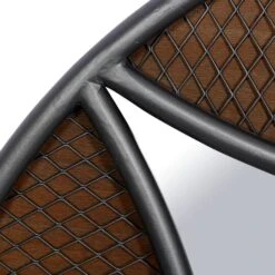 32" Brown Wood Industrial Round Wall Mirror -Michaels Decor Sale D400350S 4