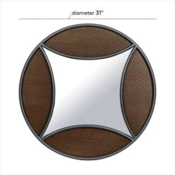 32" Brown Wood Industrial Round Wall Mirror -Michaels Decor Sale D400350S 7