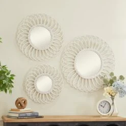 White Woven Rattan Round Wall Mirrors Set -Michaels Decor Sale D400366S 7