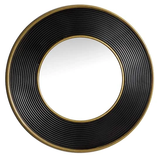 CosmoLiving By Cosmopolitan 35" Black Modern Metal Round Wall Mirror 4 CosmoLiving By Cosmopolitan 35" Black Modern Metal Round Wall Mirror - Image 2