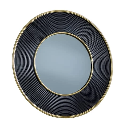 CosmoLiving By Cosmopolitan 35" Black Modern Metal Round Wall Mirror 5 CosmoLiving By Cosmopolitan 35" Black Modern Metal Round Wall Mirror - Image 3